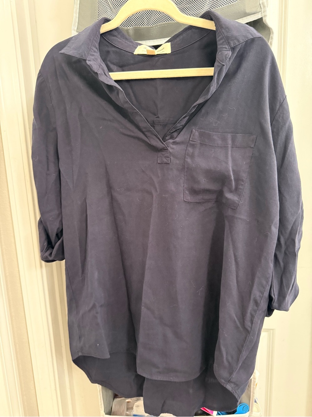 cloth & stone Navy Relaxed Collared Pullover Tunic